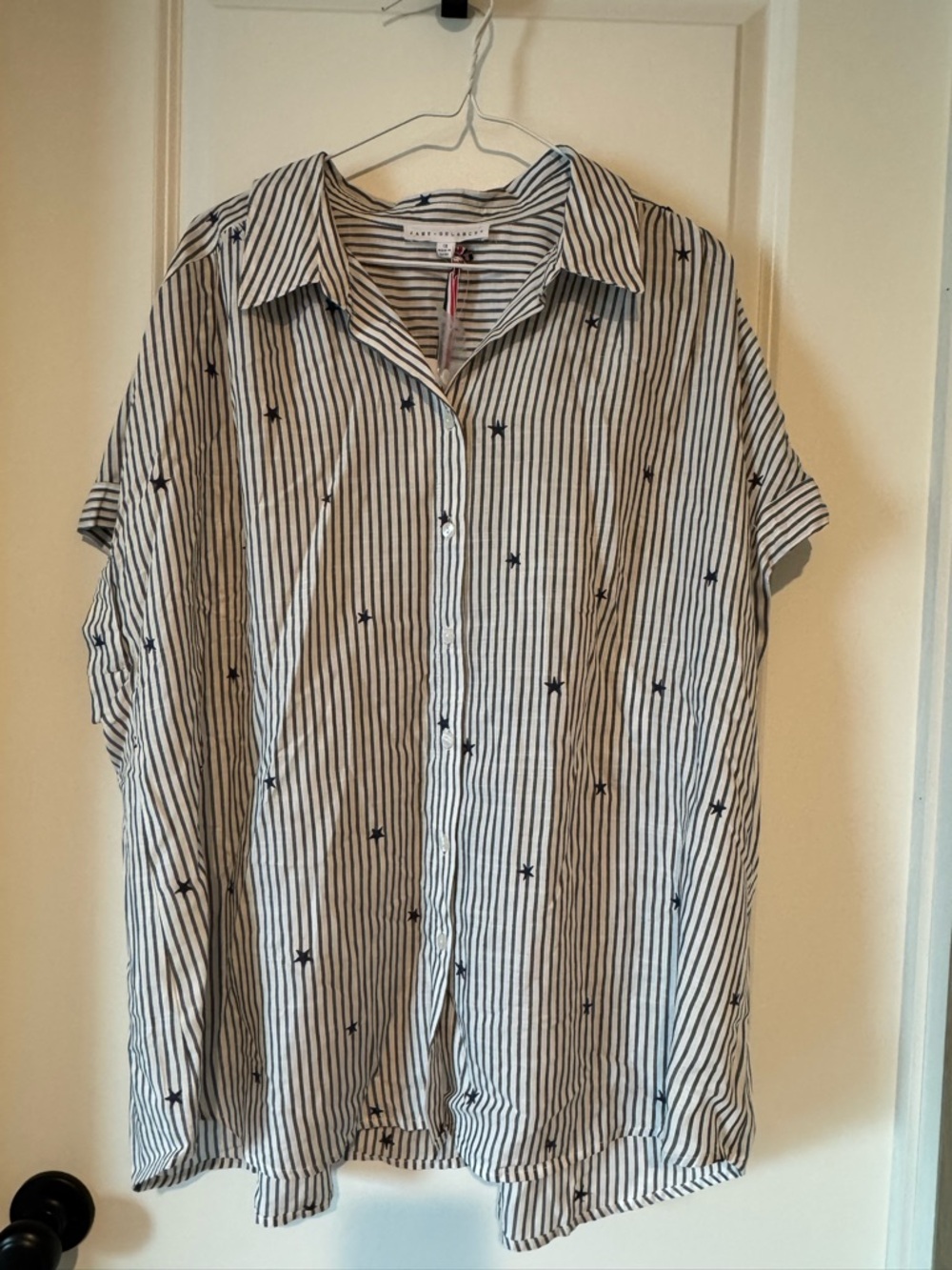 Women’s Jane + Delaney Striped Button-Up Shirt with Star Embroidery 1X